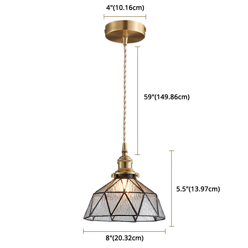 Icy Clear Glass Hanging Lamp Geometric Pattern Bowl Tiffany-Style Pendant Light Fixture Clearhalo 'Ceiling Lights' 'Glass shade' 'Glass' 'Modern Pendants' 'Modern' 'Pendant Lights' 'Pendants' Lighting' 2589075