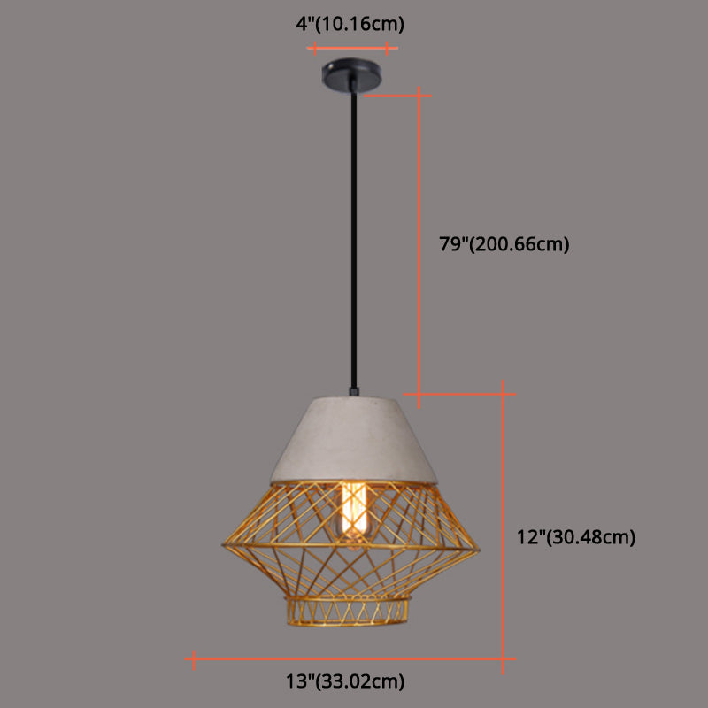Wire Cage Shade Pendant Lighting Urban Retro 1 Light Restaurant Hanging Lamp with Cement Top Clearhalo 'Ceiling Lights' 'Industrial Pendants' 'Industrial' 'Middle Century Pendants' 'Pendant Lights' 'Pendants' 'Tiffany' Lighting' 2589088