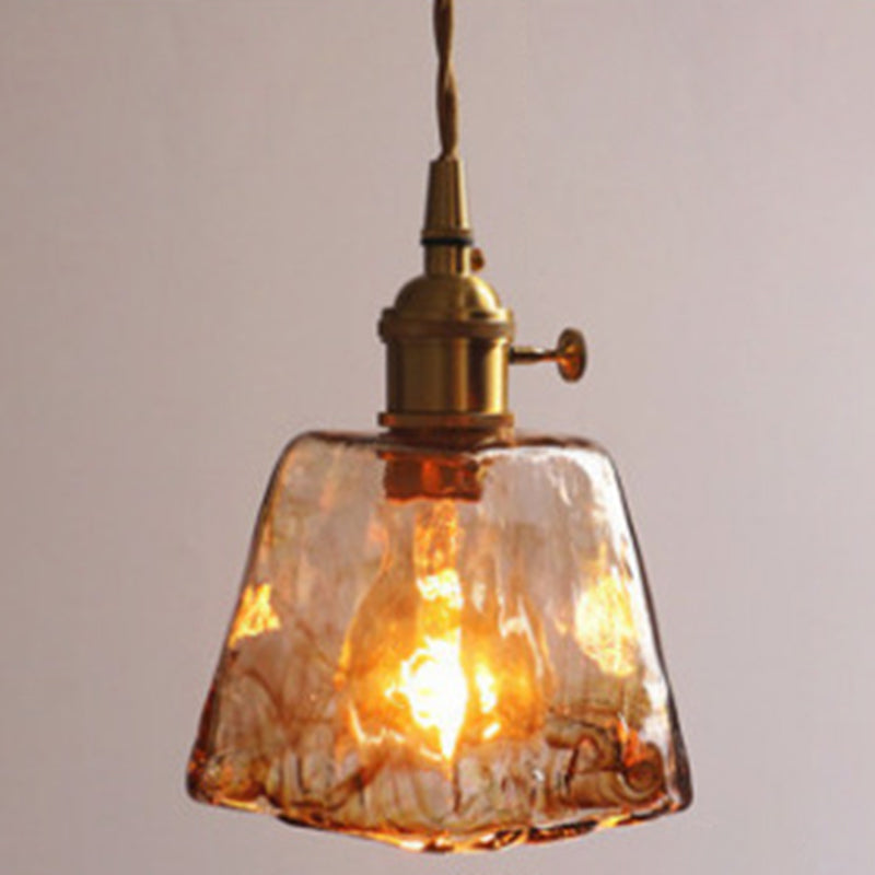 Vintage 1 Light Pendant Lamp Amber Alabaster Glass Pendant Lighting for Living Room Amber 5.5" Clearhalo 'Ceiling Lights' 'Glass shade' 'Glass' 'Industrial Pendants' 'Industrial' 'Middle Century Pendants' 'Pendant Lights' 'Pendants' 'Tiffany' Lighting' 2589109