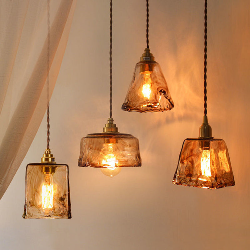 Vintage 1 Light Pendant Lamp Amber Alabaster Glass Pendant Lighting for Living Room Clearhalo 'Ceiling Lights' 'Glass shade' 'Glass' 'Industrial Pendants' 'Industrial' 'Middle Century Pendants' 'Pendant Lights' 'Pendants' 'Tiffany' Lighting' 2589111