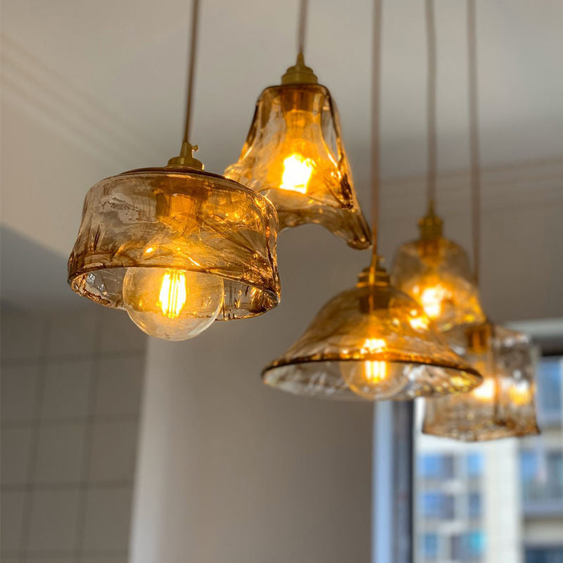 Vintage 1 Light Pendant Lamp Amber Alabaster Glass Pendant Lighting for Living Room Clearhalo 'Ceiling Lights' 'Glass shade' 'Glass' 'Industrial Pendants' 'Industrial' 'Middle Century Pendants' 'Pendant Lights' 'Pendants' 'Tiffany' Lighting' 2589115