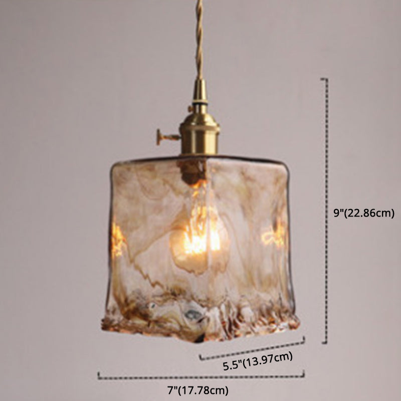 Vintage 1 Light Pendant Lamp Amber Alabaster Glass Pendant Lighting for Living Room Clearhalo 'Ceiling Lights' 'Glass shade' 'Glass' 'Industrial Pendants' 'Industrial' 'Middle Century Pendants' 'Pendant Lights' 'Pendants' 'Tiffany' Lighting' 2589120