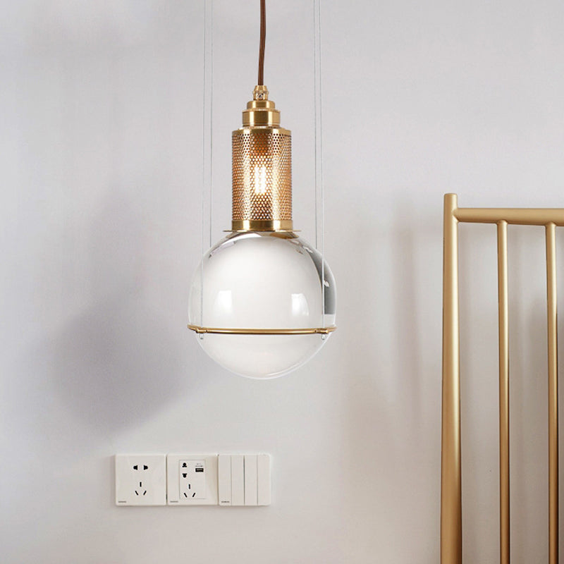 1 Light Pendant Light Modern Minimalist Globe Crystal Shade Living Room Hanging Lamp Clearhalo 'Ceiling Lights' 'Modern Pendants' 'Modern' 'Pendant Lights' 'Pendants' Lighting' 2589148