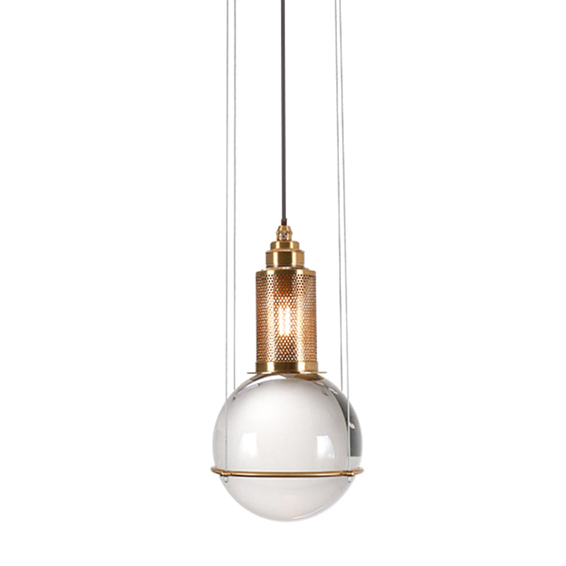 1 Light Pendant Light Modern Minimalist Globe Crystal Shade Living Room Hanging Lamp Bronze Clearhalo 'Ceiling Lights' 'Modern Pendants' 'Modern' 'Pendant Lights' 'Pendants' Lighting' 2589150