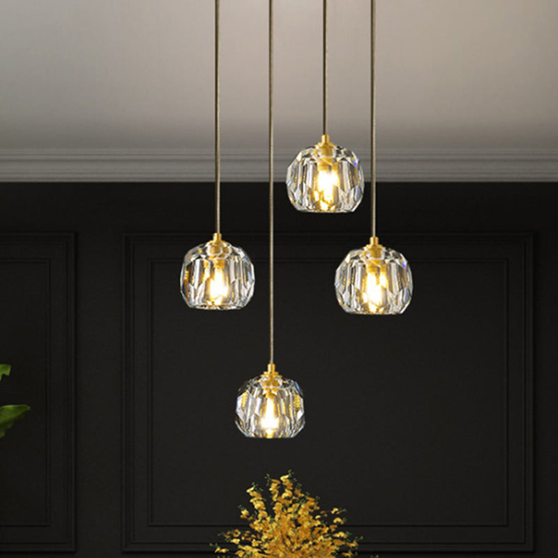 Carved Crystal Shaped Ceiling Pendant Modern Gold Hanging Lamp for Dining Room Clearhalo 'Ceiling Lights' 'Modern Pendants' 'Modern' 'Pendant Lights' 'Pendants' Lighting' 2589160