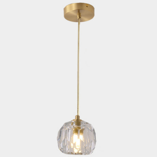 Carved Crystal Shaped Ceiling Pendant Modern Gold Hanging Lamp for Dining Room Gold Round Clearhalo 'Ceiling Lights' 'Modern Pendants' 'Modern' 'Pendant Lights' 'Pendants' Lighting' 2589161