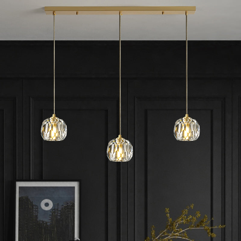 Carved Crystal Shaped Ceiling Pendant Modern Gold Hanging Lamp for Dining Room Clearhalo 'Ceiling Lights' 'Modern Pendants' 'Modern' 'Pendant Lights' 'Pendants' Lighting' 2589166