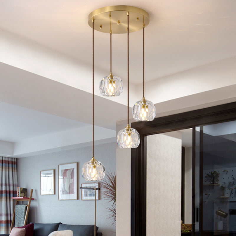 Carved Crystal Shaped Ceiling Pendant Modern Gold Hanging Lamp for Dining Room Clearhalo 'Ceiling Lights' 'Modern Pendants' 'Modern' 'Pendant Lights' 'Pendants' Lighting' 2589167