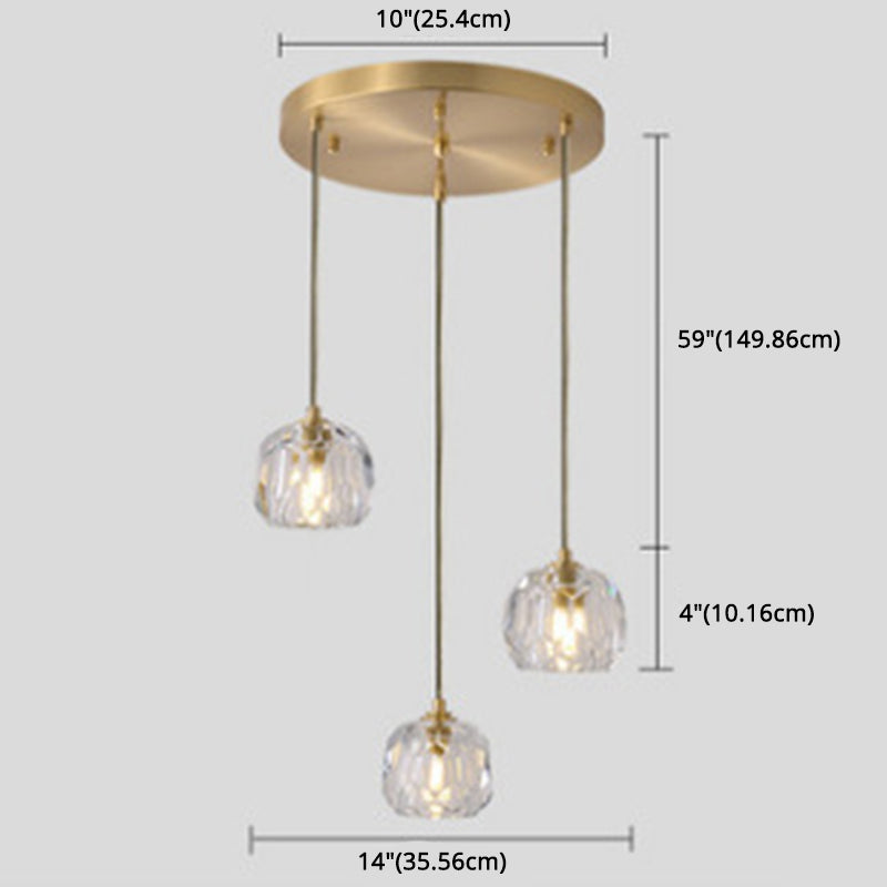 Carved Crystal Shaped Ceiling Pendant Modern Gold Hanging Lamp for Dining Room Clearhalo 'Ceiling Lights' 'Modern Pendants' 'Modern' 'Pendant Lights' 'Pendants' Lighting' 2589170