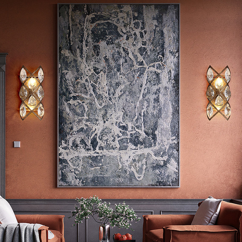 Vintage Wall Sconce Light with Clear Crystal 2 Lights Indoor Wall Mount Light in Rust Clearhalo 'Art deco wall lights' 'Industrial wall lights' 'Industrial' 'Middle century wall lights' 'Tiffany' 'Wall Lamps & Sconces' 'Wall Lights' Lighting' 258919