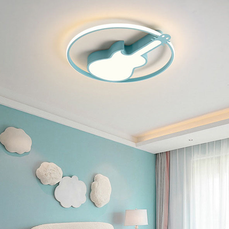 Guitar Flush Mount Ceiling Light 1 Light Metal Creative Flush Mount Ceiling Light for Bedroom Clearhalo 'Ceiling Lights' 'Close To Ceiling Lights' 'Close to ceiling' 'Flush mount' Lighting' 2589245