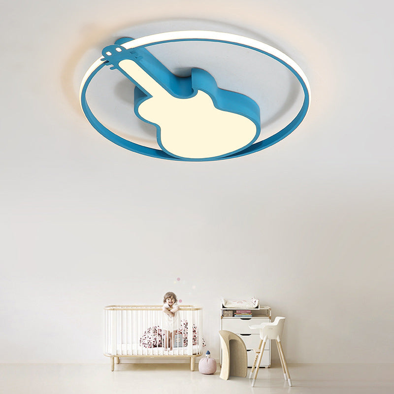 Guitar Flush Mount Ceiling Light 1 Light Metal Creative Flush Mount Ceiling Light for Bedroom Clearhalo 'Ceiling Lights' 'Close To Ceiling Lights' 'Close to ceiling' 'Flush mount' Lighting' 2589248