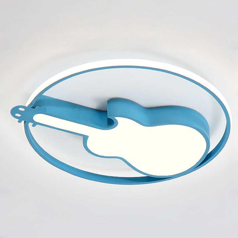 Guitar Flush Mount Ceiling Light 1 Light Metal Creative Flush Mount Ceiling Light for Bedroom Blue Clearhalo 'Ceiling Lights' 'Close To Ceiling Lights' 'Close to ceiling' 'Flush mount' Lighting' 2589249