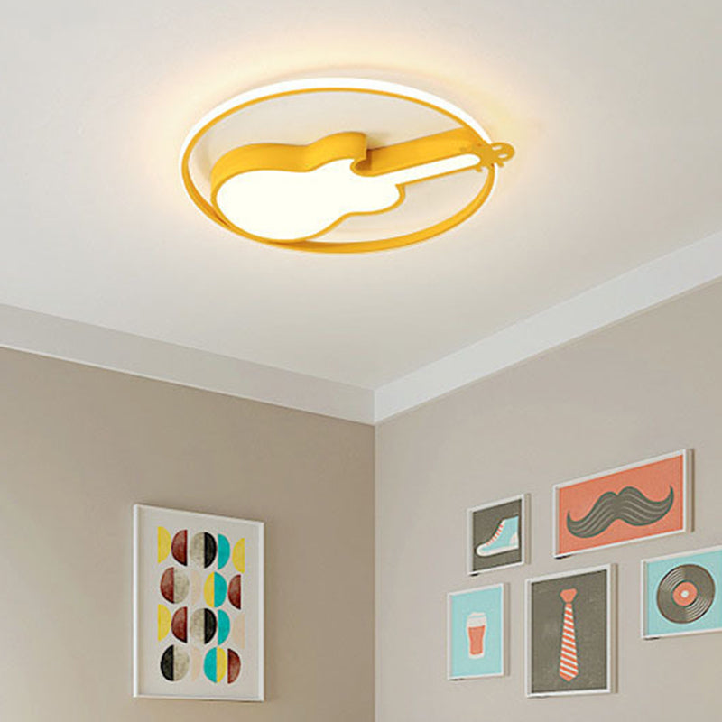 Guitar Flush Mount Ceiling Light 1 Light Metal Creative Flush Mount Ceiling Light for Bedroom Clearhalo 'Ceiling Lights' 'Close To Ceiling Lights' 'Close to ceiling' 'Flush mount' Lighting' 2589250