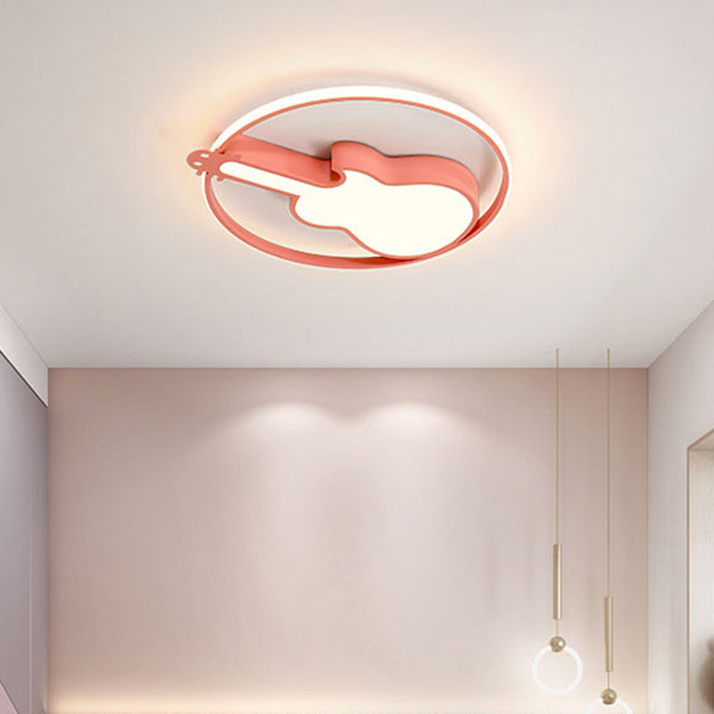 Guitar Flush Mount Ceiling Light 1 Light Metal Creative Flush Mount Ceiling Light for Bedroom Clearhalo 'Ceiling Lights' 'Close To Ceiling Lights' 'Close to ceiling' 'Flush mount' Lighting' 2589252