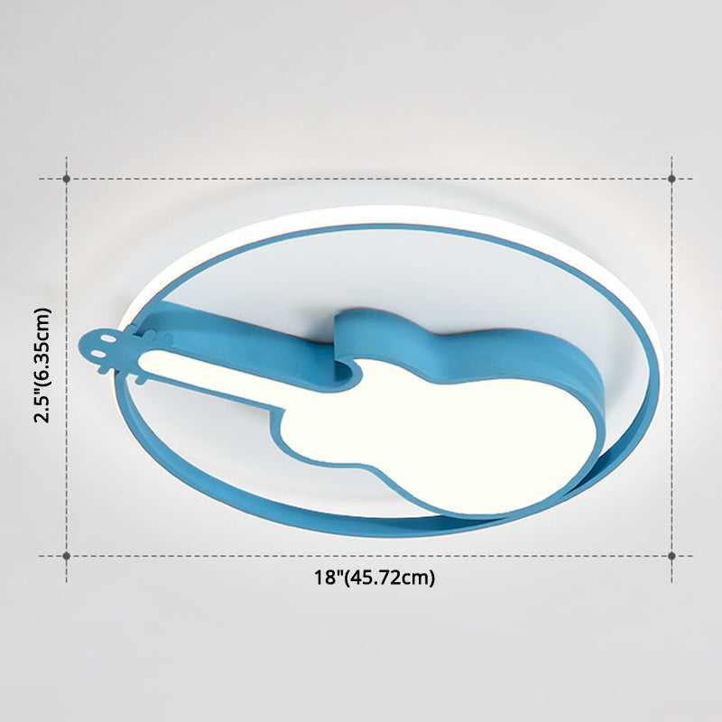 Guitar Flush Mount Ceiling Light 1 Light Metal Creative Flush Mount Ceiling Light for Bedroom Clearhalo 'Ceiling Lights' 'Close To Ceiling Lights' 'Close to ceiling' 'Flush mount' Lighting' 2589256
