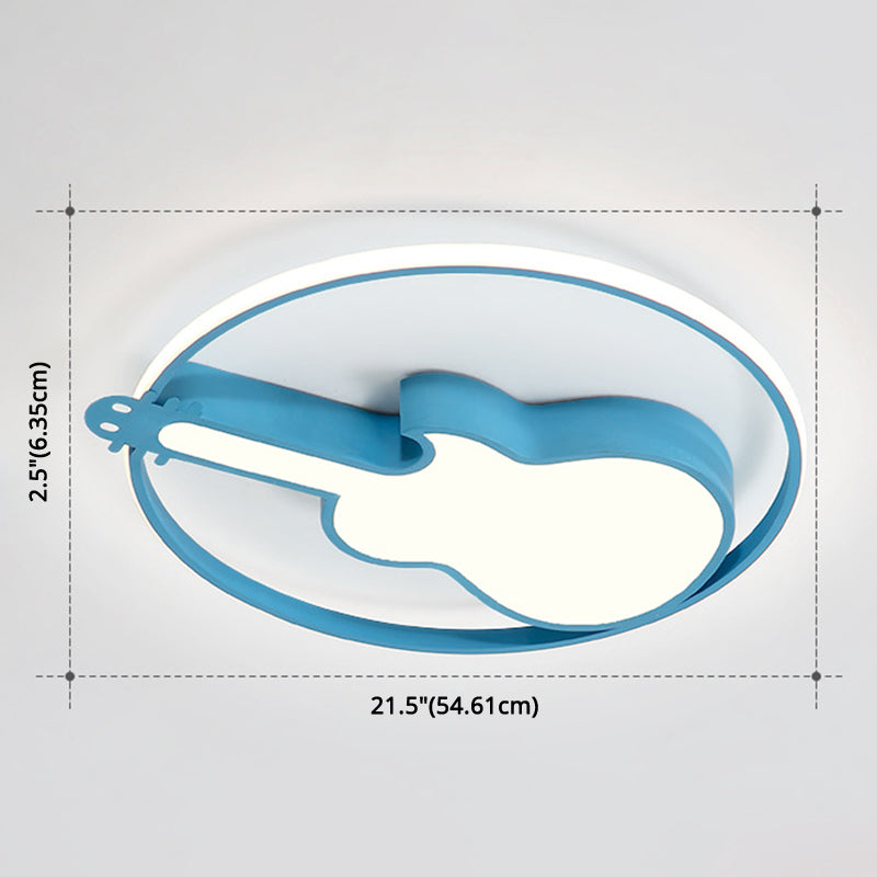 Guitar Flush Mount Ceiling Light 1 Light Metal Creative Flush Mount Ceiling Light for Bedroom Clearhalo 'Ceiling Lights' 'Close To Ceiling Lights' 'Close to ceiling' 'Flush mount' Lighting' 2589257
