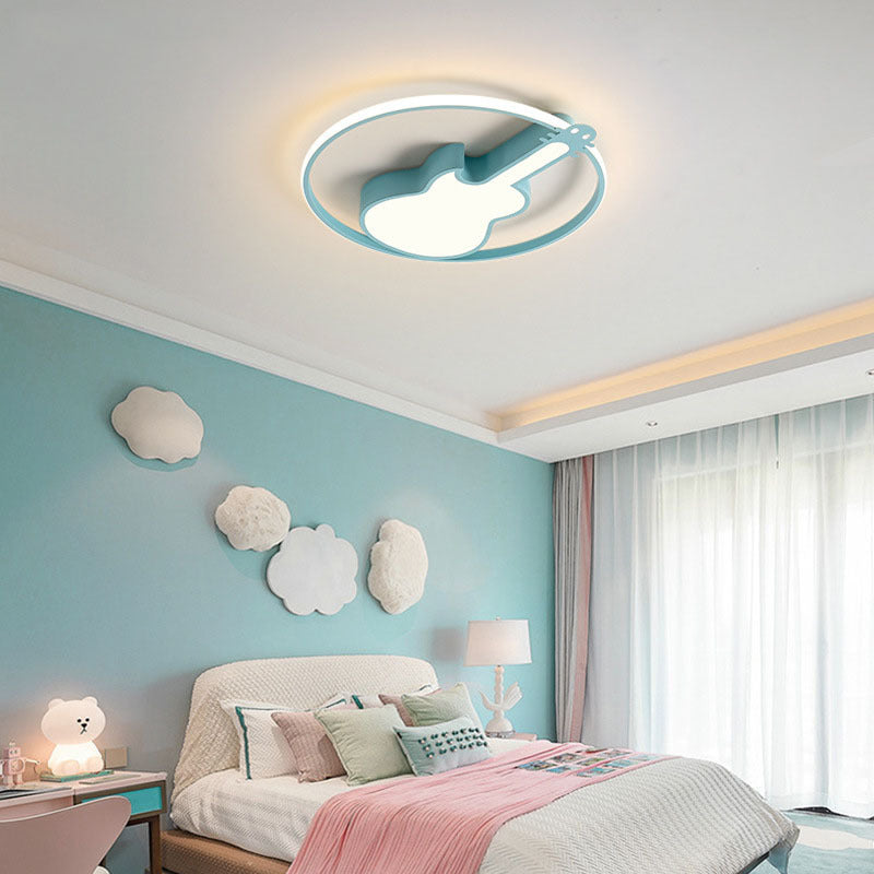 Guitar Flush Mount Ceiling Light 1 Light Metal Creative Flush Mount Ceiling Light for Bedroom Clearhalo 'Ceiling Lights' 'Close To Ceiling Lights' 'Close to ceiling' 'Flush mount' Lighting' 2589262