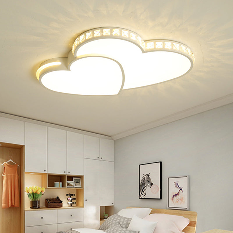 Heart Flush Light 1 Light Metal Modern Flush Mount Ceiling Light Fixtures for Bedroom White Third Gear Clearhalo 'Ceiling Lights' 'Close To Ceiling Lights' 'Close to ceiling' 'Flush mount' Lighting' 2589274