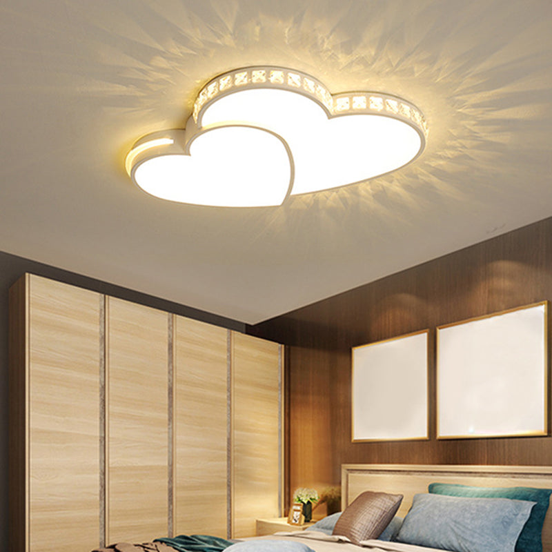 Heart Flush Light 1 Light Metal Modern Flush Mount Ceiling Light Fixtures for Bedroom White Remote Control Stepless Dimming Clearhalo 'Ceiling Lights' 'Close To Ceiling Lights' 'Close to ceiling' 'Flush mount' Lighting' 2589275
