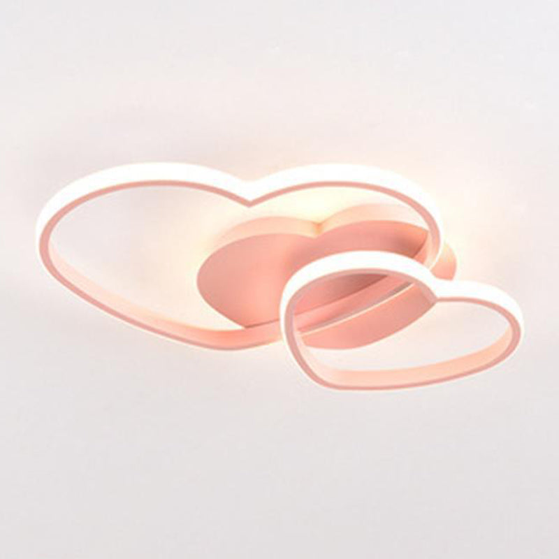 Heart Design Flush Mount Light Fixtures 1 Light Metal Contemporary Ceiling Lights Flush Mount Pink Clearhalo 'Ceiling Lights' 'Close To Ceiling Lights' 'Close to ceiling' 'Flush mount' Lighting' 2589281