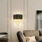 3 Lights 3 Tiers Wall Mounted Light Clear Faceted Crystal Contemporary Wall Lighting in Black Clearhalo 'Modern wall lights' 'Modern' 'Wall Lamps & Sconces' 'Wall Lights' Lighting' 258930