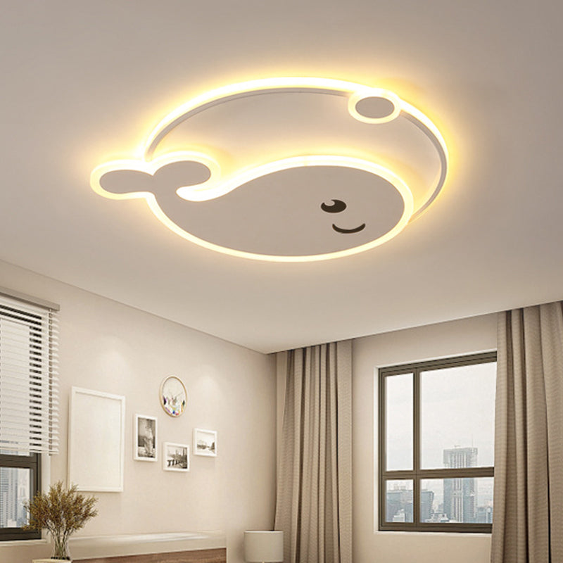Whale Flush Mount Ceiling Light Cartoon Acrylic Ceiling Mount Chandelier for Bedroom White Warm Clearhalo 'Ceiling Lights' 'Close To Ceiling Lights' 'Close to ceiling' 'Flush mount' Lighting' 2589308