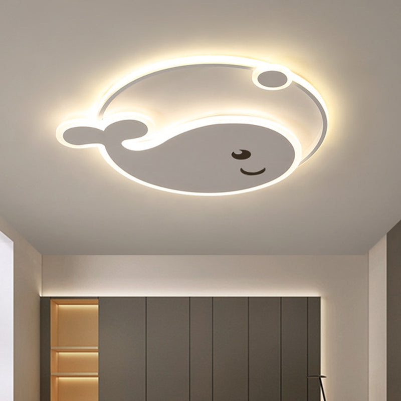 Whale Flush Mount Ceiling Light Cartoon Acrylic Ceiling Mount Chandelier for Bedroom Clearhalo 'Ceiling Lights' 'Close To Ceiling Lights' 'Close to ceiling' 'Flush mount' Lighting' 2589311
