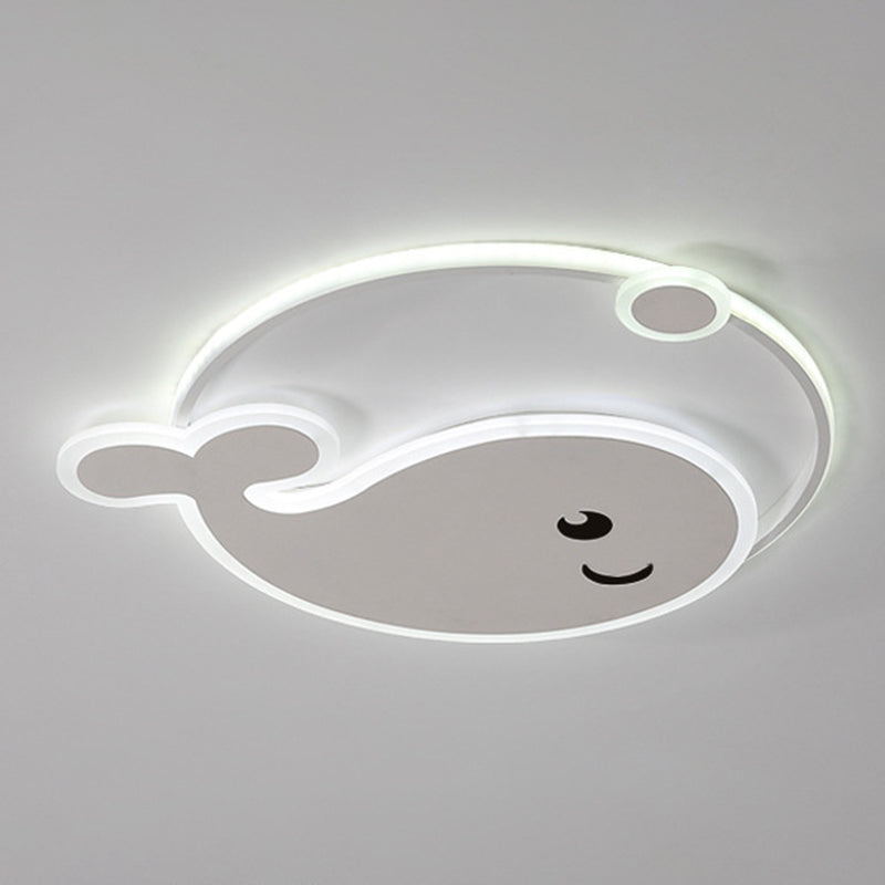 Whale Flush Mount Ceiling Light Cartoon Acrylic Ceiling Mount Chandelier for Bedroom Clearhalo 'Ceiling Lights' 'Close To Ceiling Lights' 'Close to ceiling' 'Flush mount' Lighting' 2589313