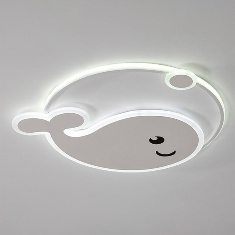 Whale Flush Mount Ceiling Light Cartoon Acrylic Ceiling Mount Chandelier for Bedroom Clearhalo 'Ceiling Lights' 'Close To Ceiling Lights' 'Close to ceiling' 'Flush mount' Lighting' 2589314