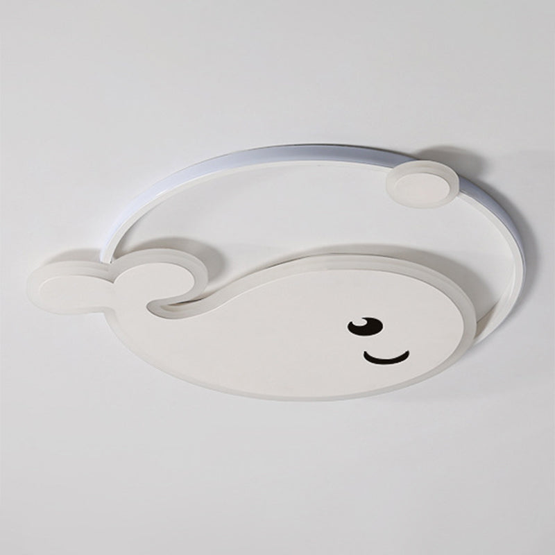 Whale Flush Mount Ceiling Light Cartoon Acrylic Ceiling Mount Chandelier for Bedroom Clearhalo 'Ceiling Lights' 'Close To Ceiling Lights' 'Close to ceiling' 'Flush mount' Lighting' 2589315