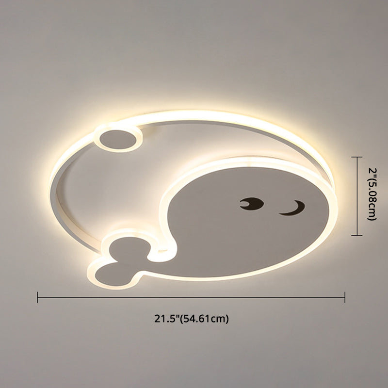 Whale Flush Mount Ceiling Light Cartoon Acrylic Ceiling Mount Chandelier for Bedroom Clearhalo 'Ceiling Lights' 'Close To Ceiling Lights' 'Close to ceiling' 'Flush mount' Lighting' 2589316