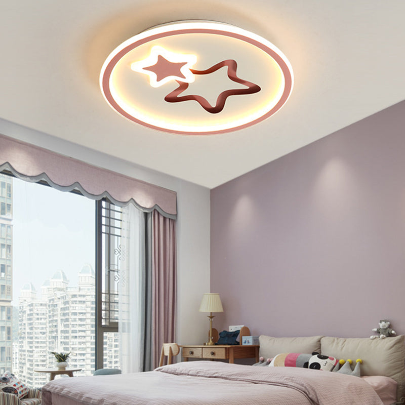 Star Flush Mount Ceiling Light Contemporary Acrylic Ceiling Mount Light Fixture for Bedroom Pink Clearhalo 'Ceiling Lights' 'Close To Ceiling Lights' 'Close to ceiling' 'Flush mount' Lighting' 2589320
