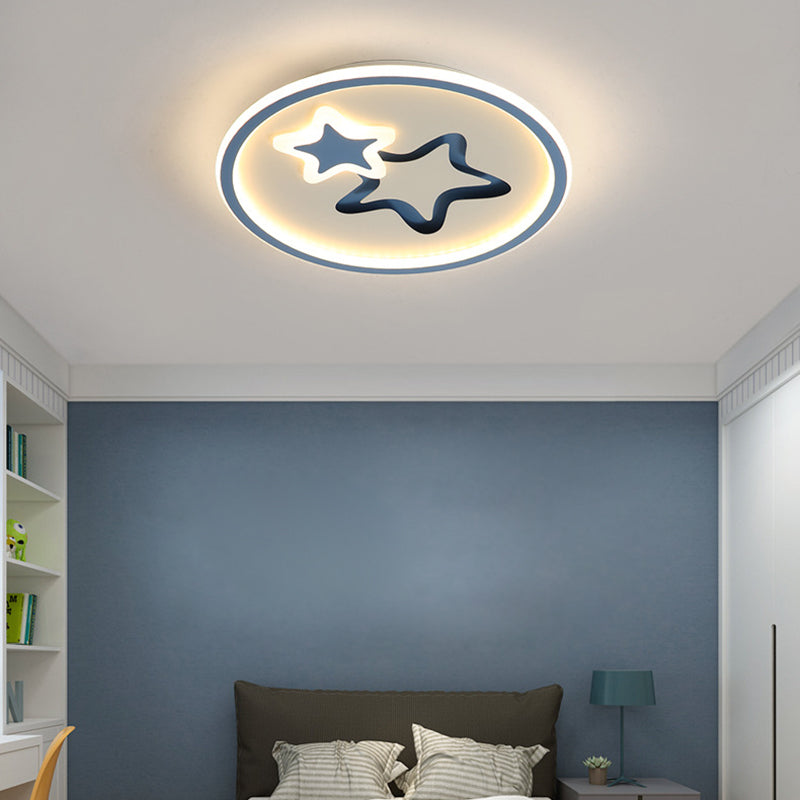 Star Flush Mount Ceiling Light Contemporary Acrylic Ceiling Mount Light Fixture for Bedroom Blue Clearhalo 'Ceiling Lights' 'Close To Ceiling Lights' 'Close to ceiling' 'Flush mount' Lighting' 2589321