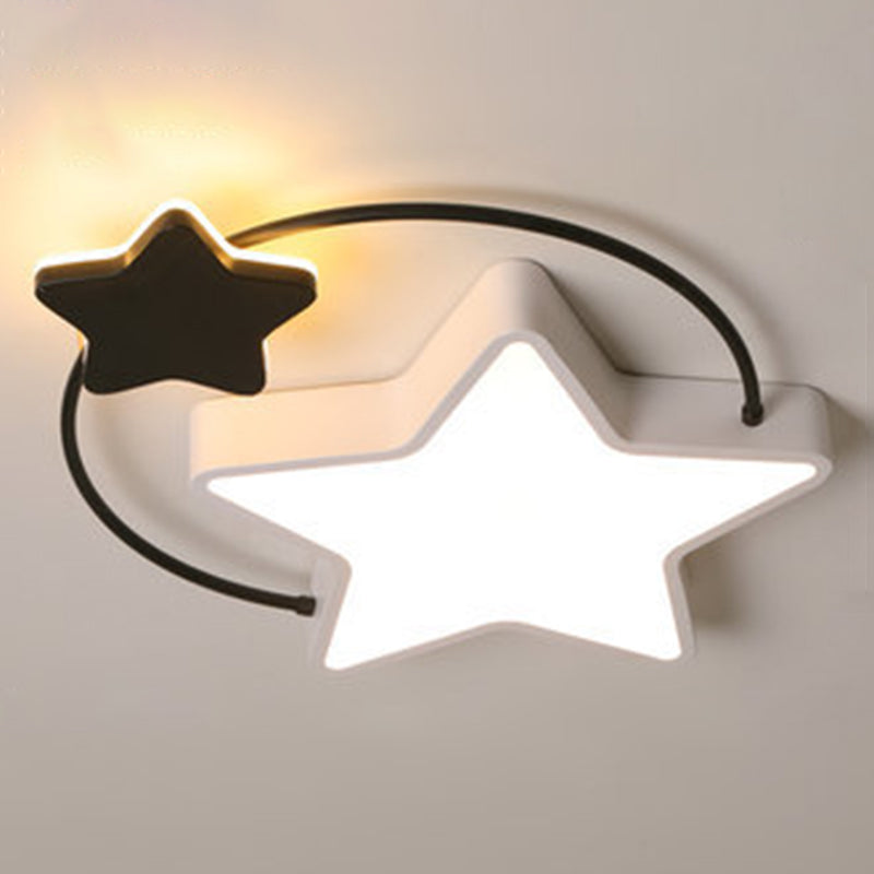 Pentagram Flush Mount Ceiling Light Modernist Acrylic Ceiling Flush Mount for Bedroom Black-White Clearhalo 'Ceiling Lights' 'Close To Ceiling Lights' 'Close to ceiling' 'Flush mount' Lighting' 2589326