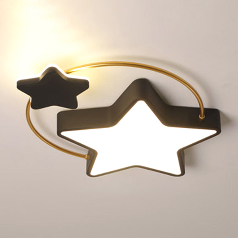 Pentagram Flush Mount Ceiling Light Modernist Acrylic Ceiling Flush Mount for Bedroom Gold-Black Clearhalo 'Ceiling Lights' 'Close To Ceiling Lights' 'Close to ceiling' 'Flush mount' Lighting' 2589327