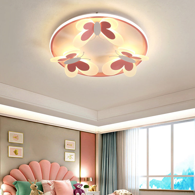 Butterfly Flush Mount Ceiling Light Fixtures Kids Acrylic Ceiling Mount Chandelier for Bedroom Clearhalo 'Ceiling Lights' 'Close To Ceiling Lights' 'Close to ceiling' 'Flush mount' Lighting' 2589339