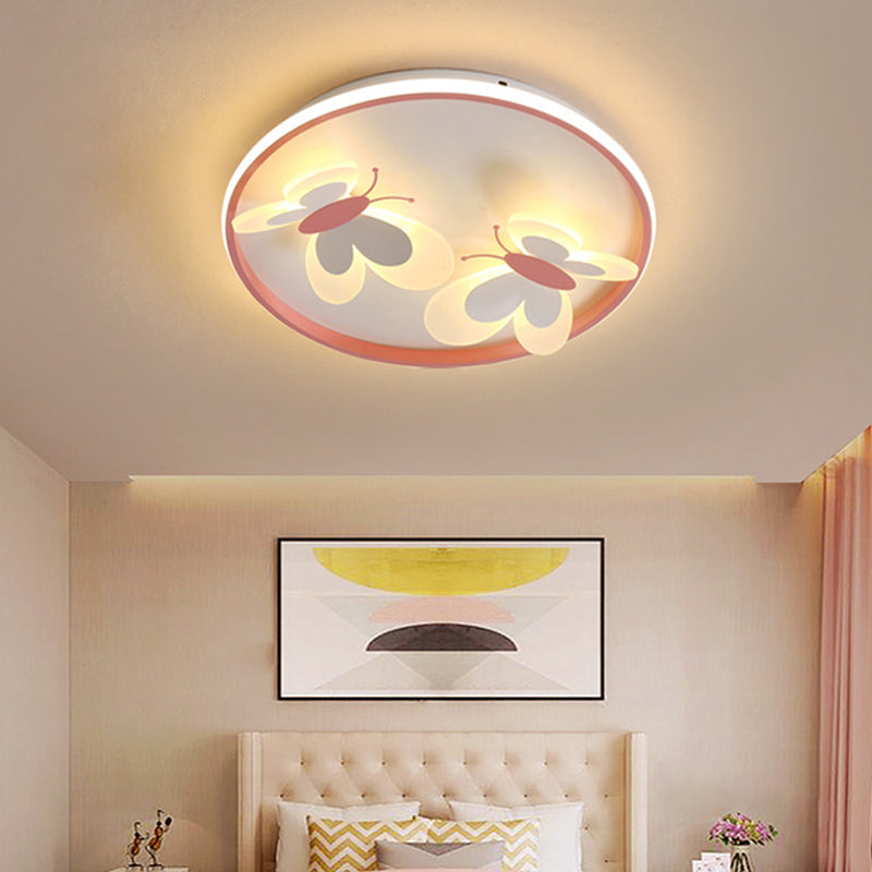 Butterfly Flush Mount Ceiling Light Fixtures Kids Acrylic Ceiling Mount Chandelier for Bedroom