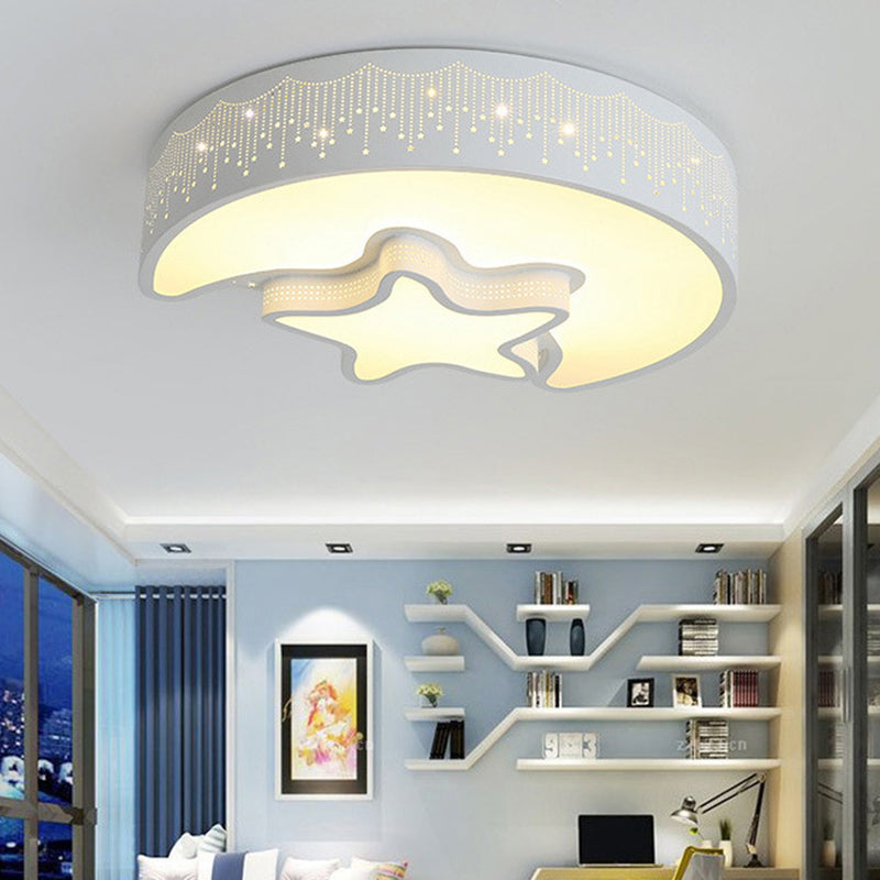 Moon And Star Flush Mount Light Fixtures Creative Acrylic Ceiling Light Fixtures for Bedroom Clearhalo 'Ceiling Lights' 'Close To Ceiling Lights' 'Close to ceiling' 'Flush mount' Lighting' 2589345