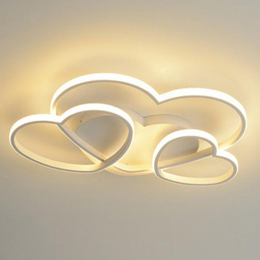 Heart Design Semi Flush Mount Light Kids Acrylic Ceiling Mount Light Fixture for Children Bedroom White Clearhalo 'Ceiling Lights' 'Close To Ceiling Lights' 'Close to ceiling' 'Semi-flushmount' Lighting' 2589351