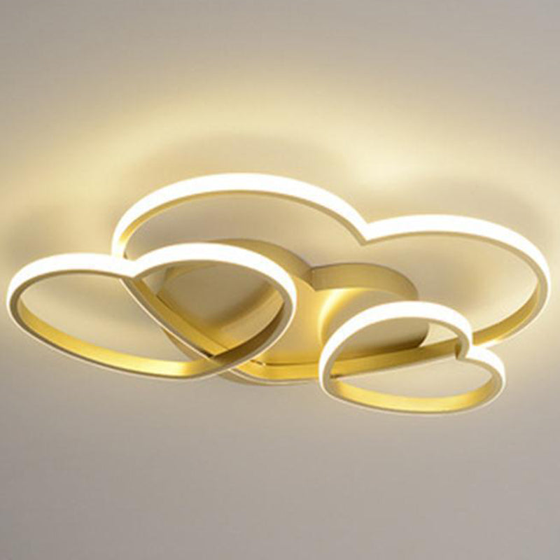 Heart Design Semi Flush Mount Light Kids Acrylic Ceiling Mount Light Fixture for Children Bedroom Gold Clearhalo 'Ceiling Lights' 'Close To Ceiling Lights' 'Close to ceiling' 'Semi-flushmount' Lighting' 2589352