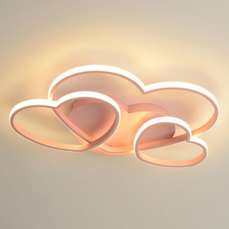Heart Design Semi Flush Mount Light Kids Acrylic Ceiling Mount Light Fixture for Children Bedroom Pink Clearhalo 'Ceiling Lights' 'Close To Ceiling Lights' 'Close to ceiling' 'Semi-flushmount' Lighting' 2589354