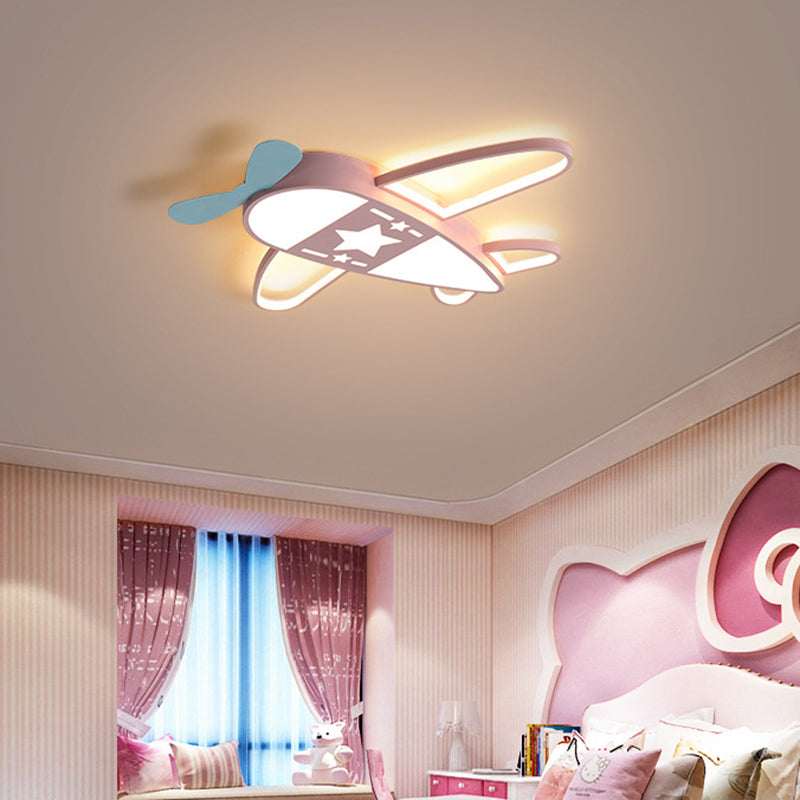 Aircraft Flushmount Lights Cartoon Acrylic Ceiling Mounted Fixture for Bedroom Pink Clearhalo 'Ceiling Lights' 'Close To Ceiling Lights' 'Close to ceiling' 'Flush mount' Lighting' 2589373