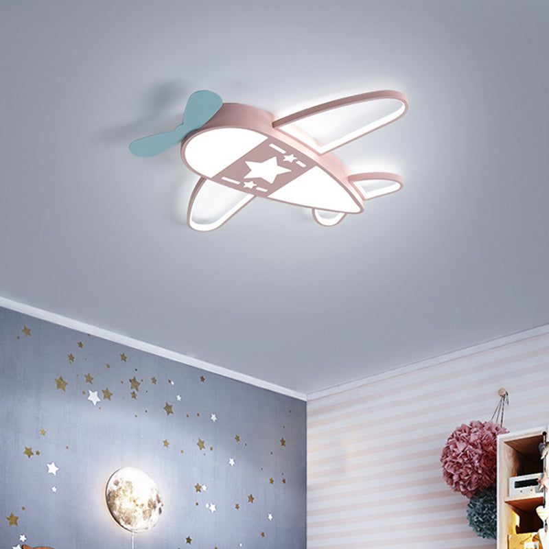 Aircraft Flushmount Lights Cartoon Acrylic Ceiling Mounted Fixture for Bedroom Pink White Clearhalo 'Ceiling Lights' 'Close To Ceiling Lights' 'Close to ceiling' 'Flush mount' Lighting' 2589375