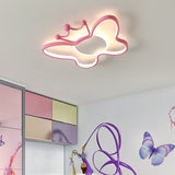 Butterfly Semi Flush Ceiling Lights Cartoon Aluminum Ceiling Mount Chandelier for Children Bedroom Clearhalo 'Ceiling Lights' 'Close To Ceiling Lights' 'Close to ceiling' 'Semi-flushmount' Lighting' 2589409