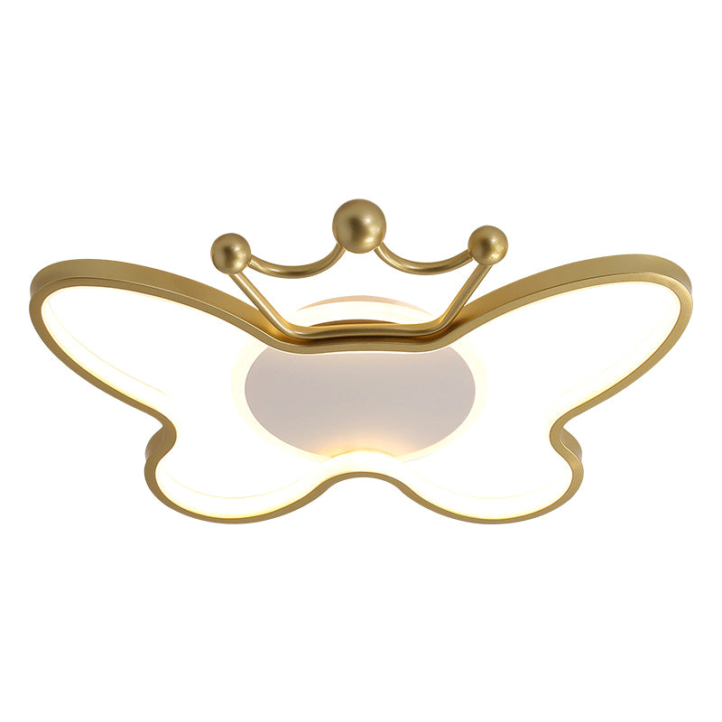 Butterfly Semi Flush Ceiling Lights Cartoon Aluminum Ceiling Mount Chandelier for Children Bedroom Clearhalo 'Ceiling Lights' 'Close To Ceiling Lights' 'Close to ceiling' 'Semi-flushmount' Lighting' 2589411