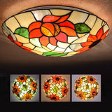 Sunflower Flush Mount Lighting Stained Glass Tiffany Flush Ceiling Light Fixtures Clearhalo 'Ceiling Lights' 'Close To Ceiling Lights' 'Close to ceiling' 'Flush mount' Lighting' 2589419