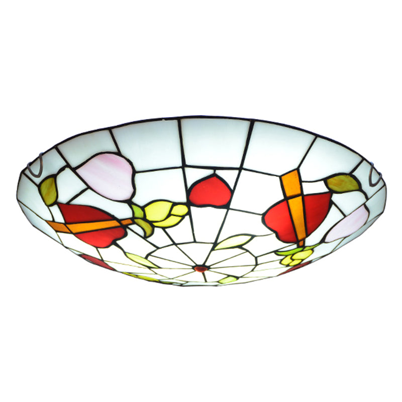 Dome Flush Mount Light 2/3/4 Lights Stained Glass Tiffany-Style Flush Mount Spotlight Pink Clearhalo 'Ceiling Lights' 'Close To Ceiling Lights' 'Close to ceiling' 'Flush mount' Lighting' 2589455