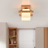 Trapezoid Semi Flush Chandelier Contemporary Frosted Glass Ceiling Mount Light Fixture for Hallway Clearhalo 'Ceiling Lights' 'Close To Ceiling Lights' 'Close to ceiling' 'Semi-flushmount' Lighting' 2589472