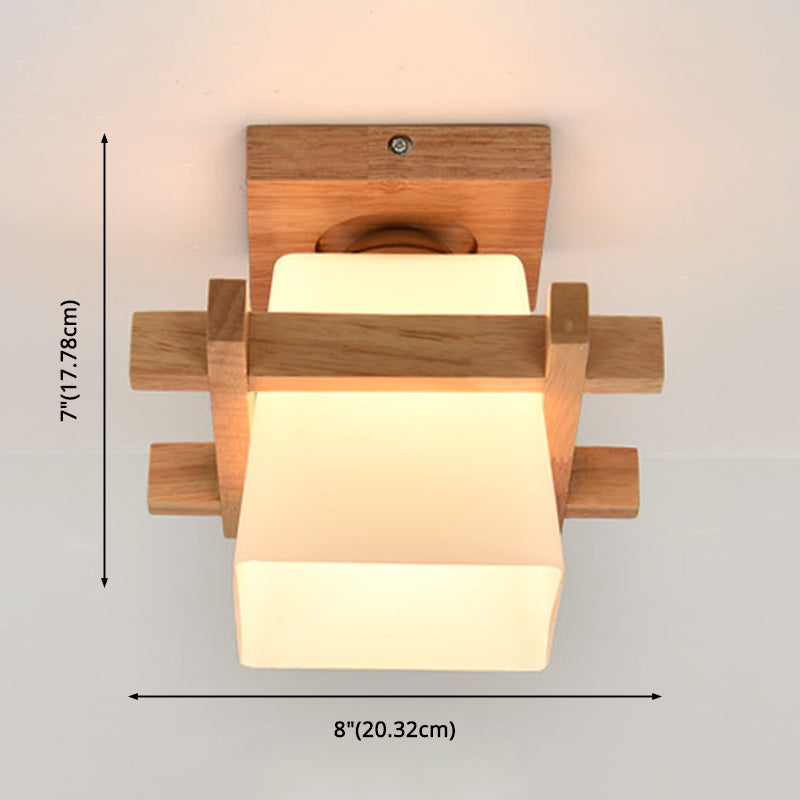 Trapezoid Semi Flush Chandelier Contemporary Frosted Glass Ceiling Mount Light Fixture for Hallway Clearhalo 'Ceiling Lights' 'Close To Ceiling Lights' 'Close to ceiling' 'Semi-flushmount' Lighting' 2589475